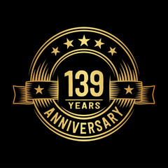 139 years anniversary celebration logotype. Vector and illustration.