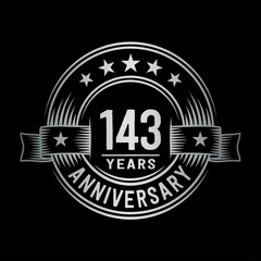 143 years anniversary celebration logotype. Vector and illustration.