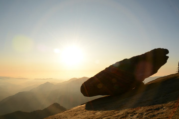 Beautiful view from the top of the rock near Moro Rock during the sunset in Sequoia National Park,...