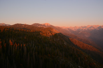 Beautiful view from the top of Moro Rock during the sunset in Sequoia National Park, CA, USA