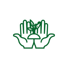 Isolated hands holding plant vector design