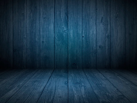 old dark blue wood background