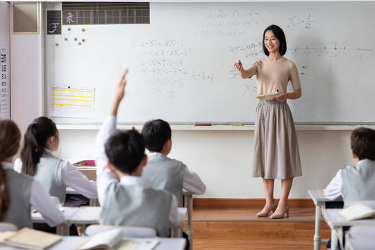 Young teacher teaching a class