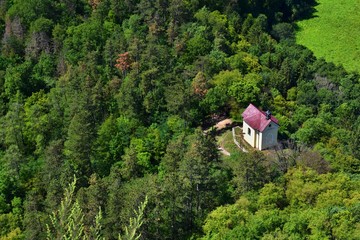 View on the chapel and landscpae in Svaty Jan pod Skalou - Czech republic