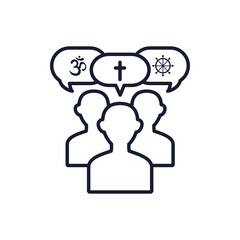 Avatars with religious symbols inside bubbles vector design