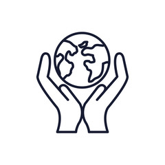 Isolated world sphere over hands vector design