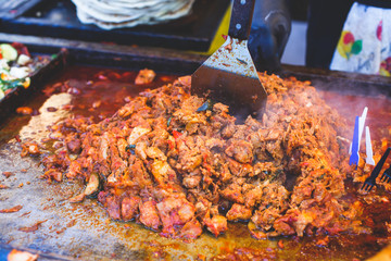 Variety assortment of different traditional Hungarian street food at one of the stalls in the streets of Budapest, Hungary , spring and Easter Market