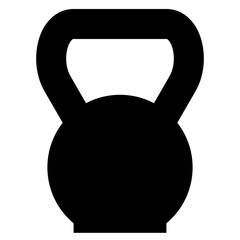 Gym weight kettlebell icon - black simple, isolated - vector