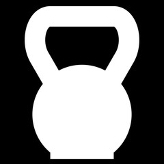 Gym weight kettlebell icon - white simple, isolated - vector