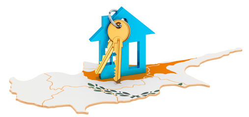 Real estate in Cyprus concept. Property for sale, rent or mortgage. 3D rendering