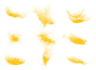Set of yellow powder explosion brushes