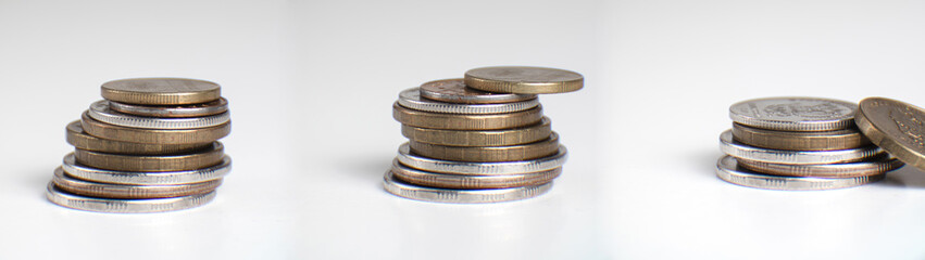 Coins Isolated on White Background. Set of coins. Russian rubbles