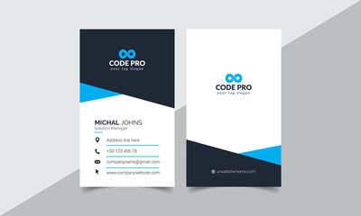 Professional Blue and Black Business Card Template