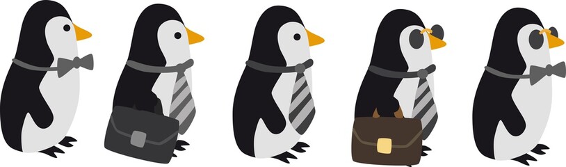 group of businessmen penguins - employees of a company