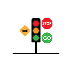 traffic light regulations, with a description of the meaning of colors on the traffic lights, perfect for illustration, education and logos