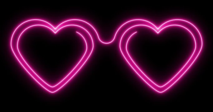 Neon spiral in the form of two connected hearts.