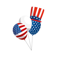 Isolated usa balloons and hat vector design