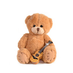 Teddy bear with Guitar White background