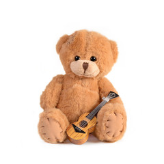Teddy bear with Guitar White background