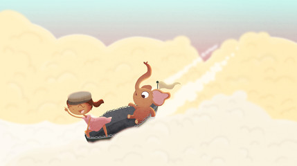 Elephant girl clouds