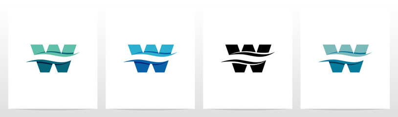 Water Wave On Letter Logo Design W