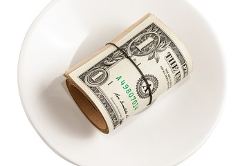 Usd money roll, roll of us bills, roll of usa dollar bills.