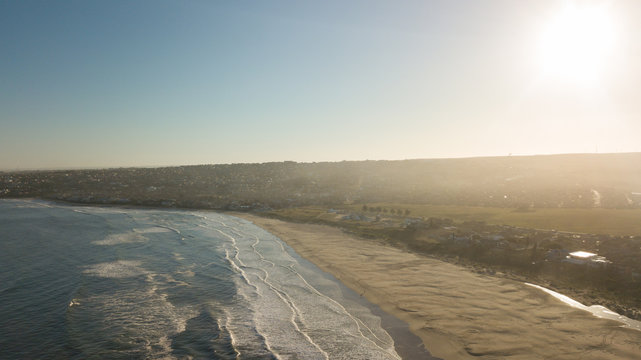 panoramic of the end of Jefrrey&acute;s bay town, in South Africa. a famous town because of the great tubes for surfing