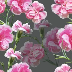 Behang Carnation flower seamless pattern vector illustration © Weera
