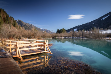 scenic view on river source lake zelenci, slovenia