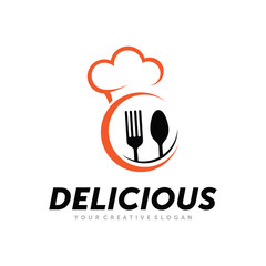 Fototapeta na wymiar Delicious Logo, Cooking Logo, Chef Logo Vector