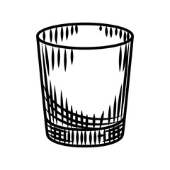 Doodle vodka shot isolated on white background. Empty shot glass of alcohol.