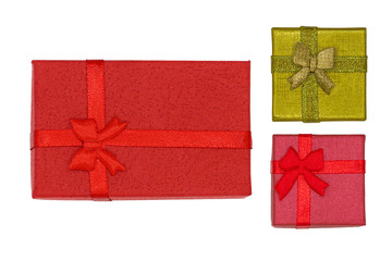 Elegant gift box for a present isolated on white background in selective focus