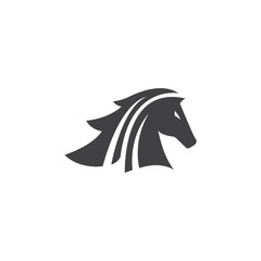 Simple Black Horse Head for Mascot Logo Template