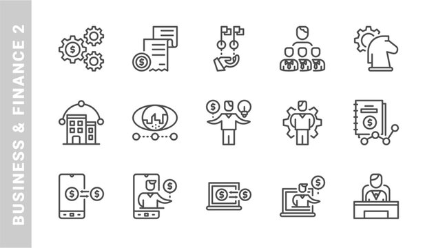 business & finance 2 icon set. Outline Style. each made in 64x64 pixel