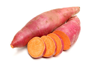 sweet potatoes on the white background