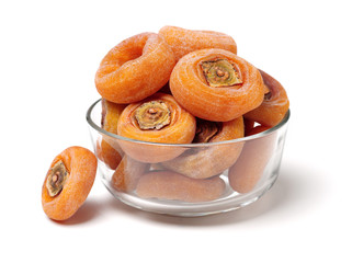 dried persimmon on white background 