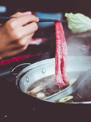 Hand picked fresh meat Scalded into a shabu hot pot