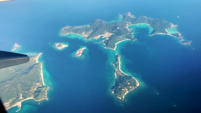 飛行機からの沖縄慶良間諸島の空撮-Aerial view of Okinawa Kerama Islands from airplane