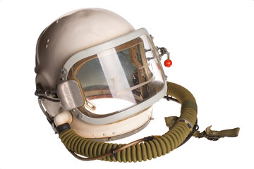 Russian army aviator white helmet on a white background