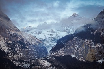 scenic mountain view of Grindelwald, switzerland in winter