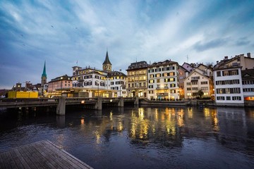 The beautiful city of Zurich at night