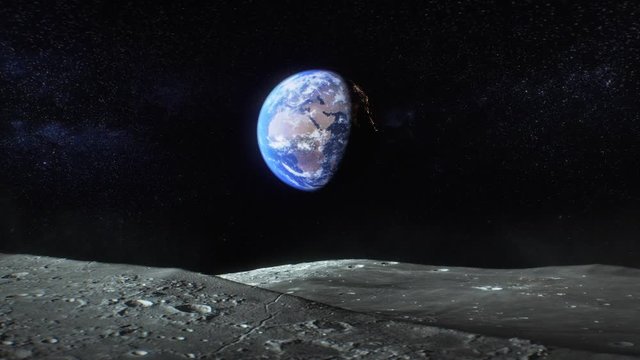 Earth view from the Moon surface. 
1920x1080, 30fps, 16-bit ProRes