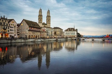 The beautiful city of Zurich at night