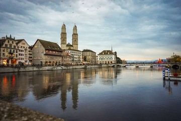 The beautiful city of Zurich at night