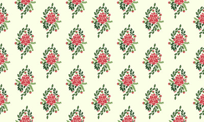 The beautiful of Christmas floral wallpaper decoration, with leaf and red flower romantic design.