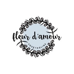 Fototapeta na wymiar fleur d'amour circle flowers feminine logo design