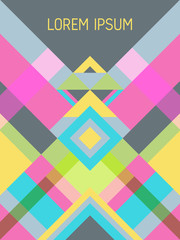 Cover page layout vector template geometric design with triangles and stripes pattern.