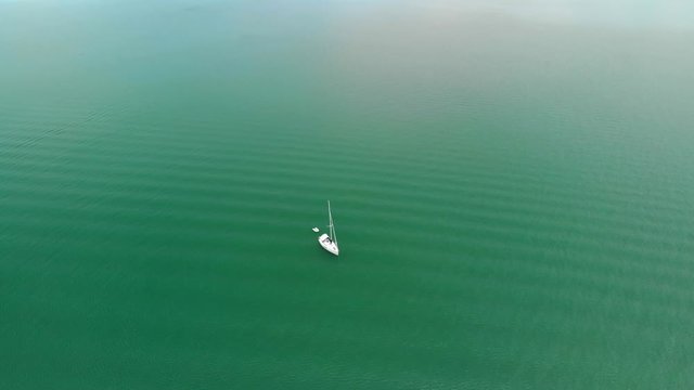 Yacht sailing in the ocean, New Zealand