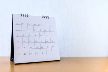 Generic Calendar With Days on wood table