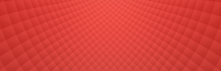Wide Futuristic Geometric Background in Living Coral Color (3D Illustration)